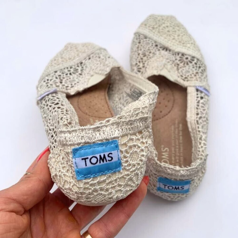 TOMS Alpargata Natural Moroccan Crochet Shoes - Size US 7 Womens